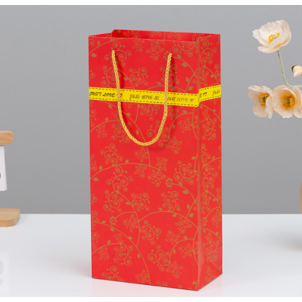 長型紅底金藤蔓禮品袋